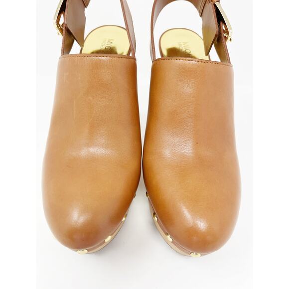 MICHAEL Michael Kors Beatrice Brown Platform Slingback Clog Heels SZ 8 - Picture 7 of 15